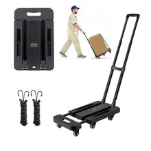 Folding Hand Truck 500 lbs Load Capacity Collapsible Luggage Cart with 6 Wheels Utility Dolly Platform Cart for Airport Travel Luggage