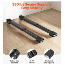 Heavy Duty Furniture Appliances Roller 660 lbs Total Load Extendable Appliance Rollers Mobile Washing Machine Base Fridge Stand Dolly Movers for Refrigerators Black