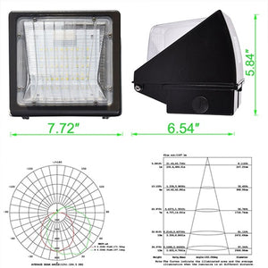 90W LED Wallpack light 10800lm 5000K100-277V 120 degrees Dark Bronze housing Clear cover