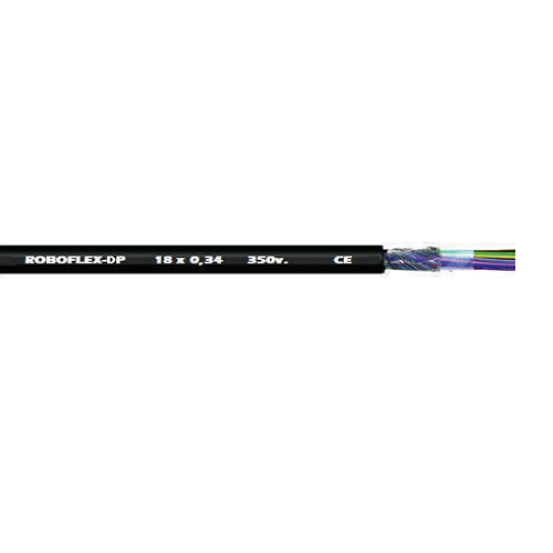 22 AWG 4 Cores 19/34 Stranded ROBOFLEX-DP BC Shielded Polyurethane Torsion Black Cable 7912204