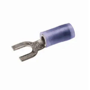 Burndy TN1410F 16 - 14 AWG #8 - #10 Stud Tin-Plated Nylon Insulated Copper Fork Tongue Terminal Lug Blue