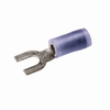Burndy TN146LF 16 - 14 AWG #4 - #6 Stud Unplated Nylon Insulated Copper Locking Snap Fork Tongue Terminal Lug Blue