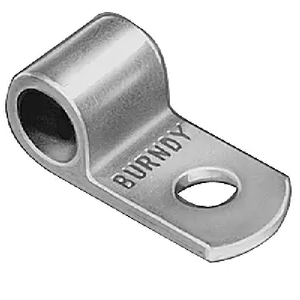 Burndy YBM2C1/4LD 2/0 AWG 1/4" Stud 1 Hole Uninsulated Flag-Type Ring Standard Barrel Copper Terminal Lug