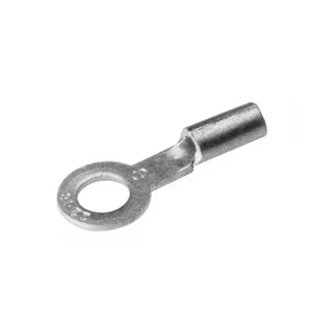 Burndy T1438 16 - 14 AWG 3/8" Stud 1 Hole Tin-Plated Long Barrel Copper Uninsulated Ring Tongue Terminal Lug