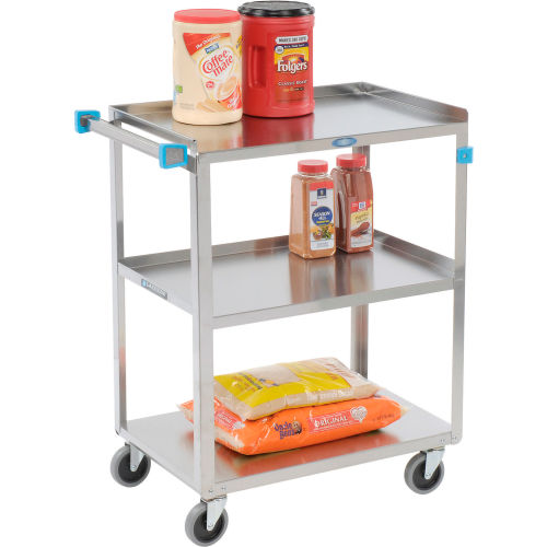 Steel Utility Cart W/3 Shelves 300 Lb Capacity 27-1/2