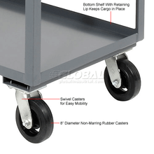 Service Cart W/2 Shelves 1200 Lb Capacity 48"L X 30"W X 31"H Gray Jamco SL348-R8