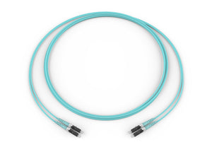 Fiber Optic Jumper 2 F Zipcord Cable Riser 2.0 mm legs Standard LC-LC Duplex MM OM3 50um Aqua 3 Meters Corning 050502T5120003M