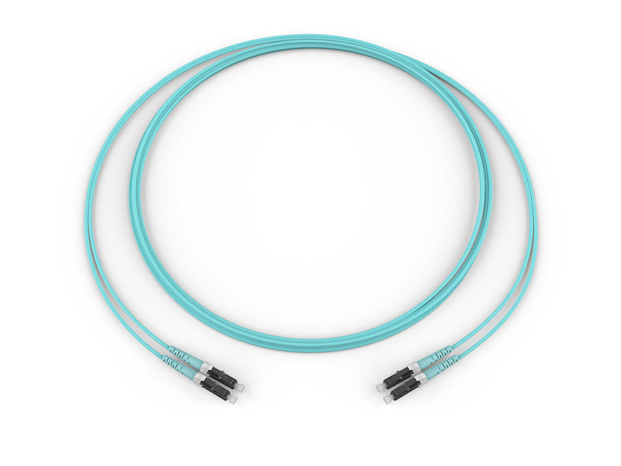 Fiber Optic Jumper 2 F Zipcord Cable Riser 2.0 mm legs Standard LC-LC Duplex MM OM3 50um Aqua 3 Meters Corning 050502T5120003M