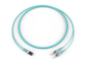 Fiber Optic Jumper Standard LC Duplex MM / ST MM OM3 50um 2F Zipcord Riser Aqua 2M CORNING-C 055002T5120002M