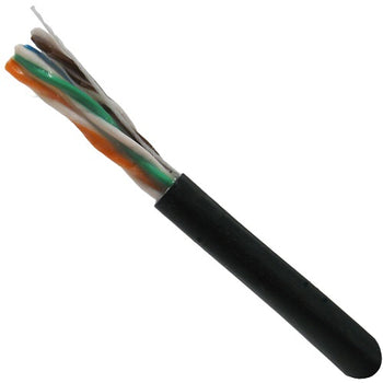 1000' 24 AWG 4 Pairs Black CAT5E CMXF Gel Flooded Core LLDPE Jacket Shielded Cable