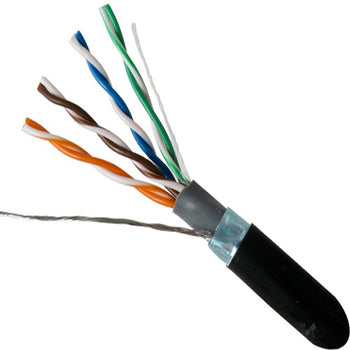 1000' 24 AWG 4 Pairs Black CAT5E Cell Tower/Direct Burial Shielded LLDPE Outer Jacket Cable
