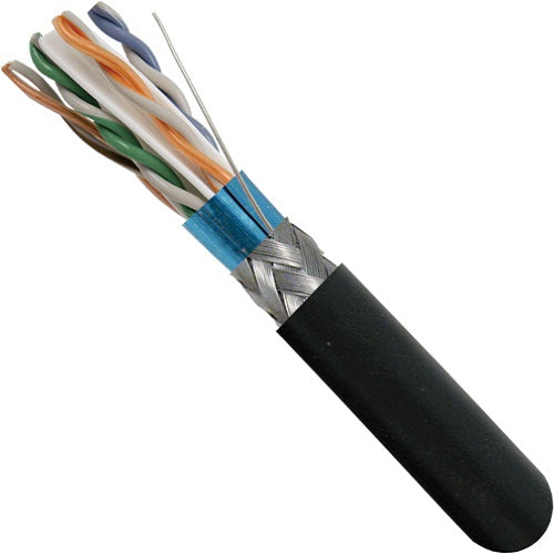 1000' 24 AWG 4 Pairs Black CAT5E Cell Tower Direct Burial 95% TC Braid LLDPE Jacket Outdoor Cable
