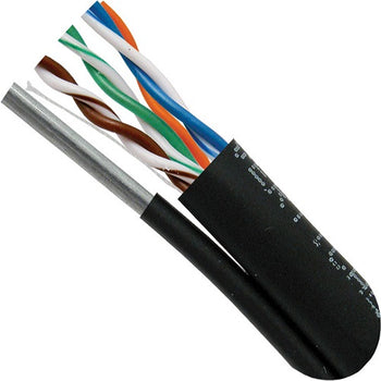 1000' 23 AWG 4 Pairs Black CAT6 LLDPE Jacket Solid Bare Copper Outdoor Messenger Cable