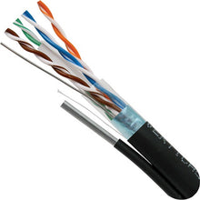 1000' 24 AWG 4 Pairs Black CAT5E Solid Bare Copper Shielded LLDPE Jacket Outdoor Messenger Cable