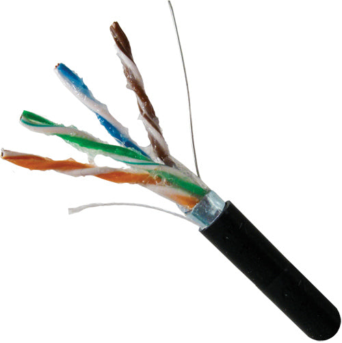 1000' 24 AWG 4 Pairs Black CAT5E Direct Burial Shielded Gel Flooded Core LLDPE Jacket Cable