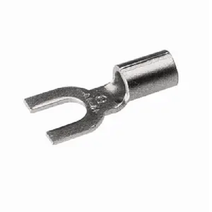 Burndy T1814F 22 - 18 AWG 1/4" Stud Tin-Plated Chamfered Long Barrel Copper Uninsulated Fork Tounge Terminal Lug