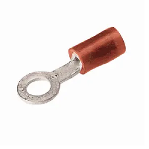 Burndy TN1814 22- 18 AWG #12 - 1/4" Stud Tin-Plated Nylon Insulated Copper Ring Tongue Terminal Lug Red