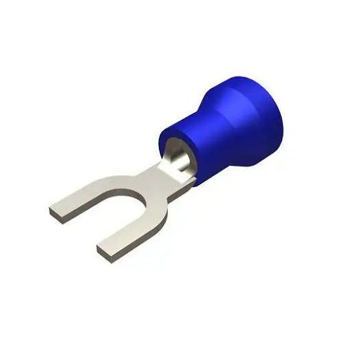 Burndy TN184F 22 - 18 AWG #3 - #4 Stud Tin-Plated Nylon Insulated Copper Fork Tongue Terminal Lug Blue