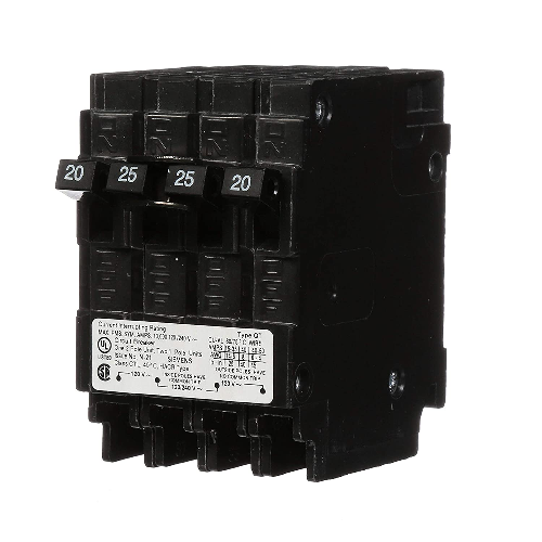 Siemens US2-Q22025CT 2 Pole 20/25/20 Amp 120/240 VAC 10 kA Mini Plug In Triplex Breaker