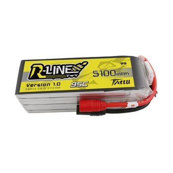 Tattu R-Line 5100mah 6S1P 22.2V 95C FPV Lipo Battery With AS150 Plug