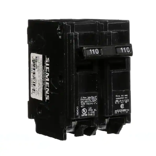 Siemens Q2110 Type QP 2 Pole 110 Amp 120/240 VAC 10 kA Plug In Circuit Breaker