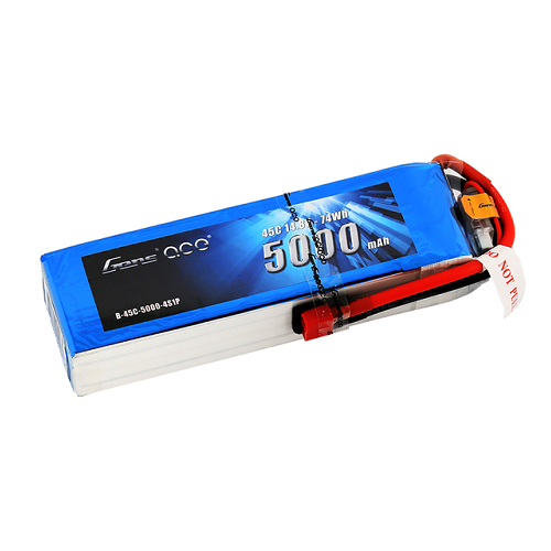 Gens Ace 5000mAh 4S1P 14.8V 45C Lipo Battery Pack With Deans Plug