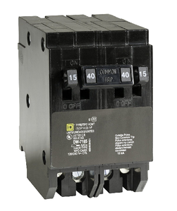 Square D HOMT1515240 2 Pole 40 Amp 1 Pole 15/15 Amp Mini Plug In Quad Tandem Circuit Breaker