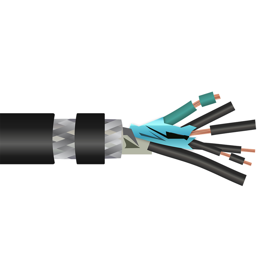 Shipboard Cable LSMSCA-30 18 AWG 30 Conductor Watertight Braided Armor