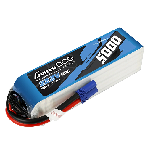 Gens Ace 5000mAh 6S1P 22.2V 60C Lipo Battery Pack With EC5 Plug