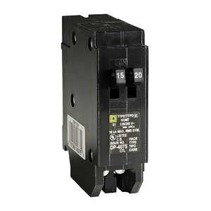 Square D HOMT1520 1 Pole 15/20 Amp 120/240 VAC 10 kA Mini Plug On Quad Tandem Circuit Breaker