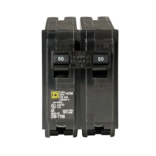 Square D HOM250 2 Pole 50 Amp 120/240 VAC 10 kA Mini Plug On Circuit Breaker