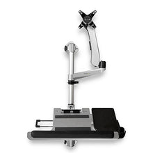 Wall Mount Workstation Articulating Standing Desk w Ergonomic Height Adjustable Monitor Arm & Padded Keyboard Tray