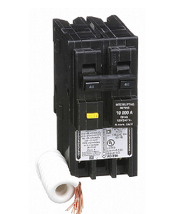 Square D HOM240GFI 2 Pole 40 Amp 120/240 VAC 10 kA Mini Plug On Circuit Breaker