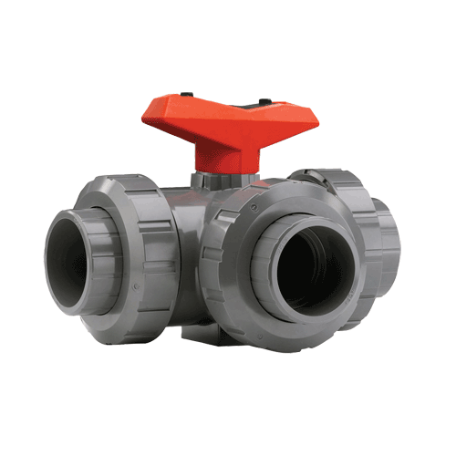 32mm Type-543 PTFE Seats With FPM Seals Three-way Polypropylene Ball Valve 167.543.014