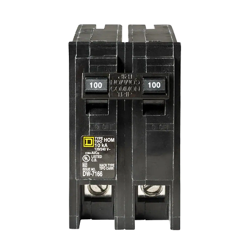 Square D HOM2100 2 Pole 100 Amp 120/240 VAC 10 kA Mini Plug On Circuit Breaker