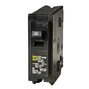 Square D HOM130 1 Pole 30 Amp 120/240 VAC 10 kA Mini Plug On Circuit Breaker