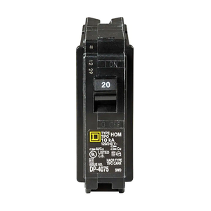 Hom120 Square D HOM120 1 Pole 20 Amp 120/240 VAC 10 kA Mini Plug On Circuit B
