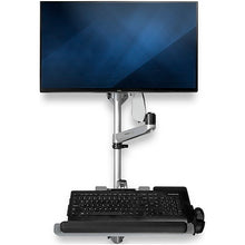 Wall Mount Workstation Articulating Standing Desk w Ergonomic Height Adjustable Monitor Arm & Padded Keyboard Tray