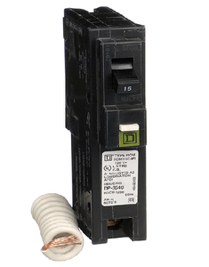 Square D HOM115CAFI 1 Pole 15 Amp 120 VAC 10 kA Plug On Circuit Breaker