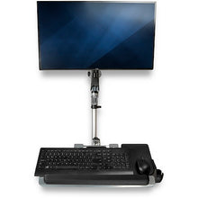 Wall Mount Workstation Articulating Standing Desk w Ergonomic Height Adjustable Monitor Arm & Padded Keyboard Tray