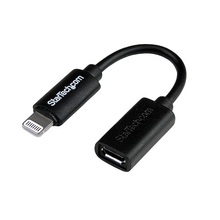 0.33' Micro USB 2.0 to Apple 8-pin Lightning Connector Apple MFi Certified Adapter Black