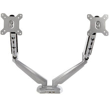 Desk Mount Dual Monitor Arm with USB & Audio Desk Clamp VESA Mount for up to 32 inch Displays 2x USB 2x 3.5mm audio