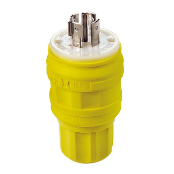 Leviton 26W81 NEMA  L21-20P Locking Plug 20 Amp 120/208V AC Industrial Grade Wetguard Ground Yellow