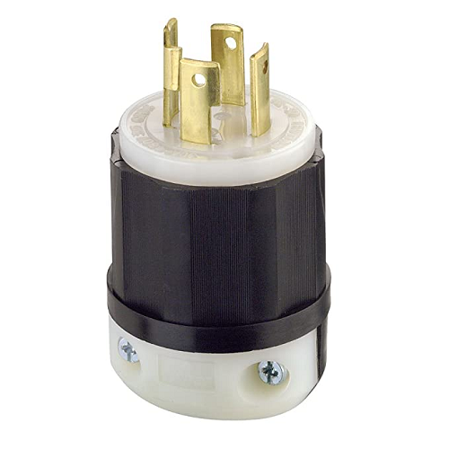 Leviton 2721 NEMA L15-30P 3P 4W Locking Plug 30 Amp 3-Phase 250V Industrial Grade Black/White