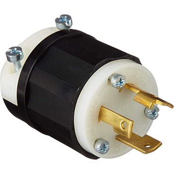 Hubbell HBL2411 L14-20P 3 Pole 4W Twist-Locking Plug 20 Amp 125/250V Industrial Grade Black/White