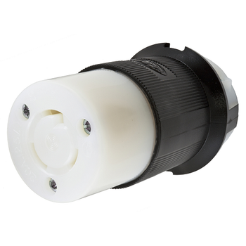 Hubbell HBL2513 L21-20R 4 Pole 5W Twist-Locking Female Insulgrip Connector 3-Phase Y 20 Amp 120/208V B/W