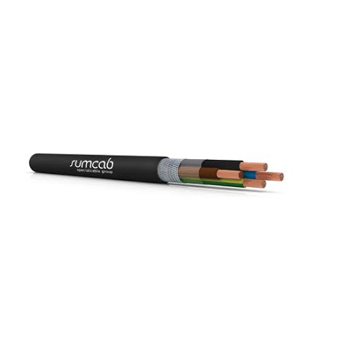 Sumflex® 111000040260000 6 AWG 4C Bare Copper Braid Shielded Concentric PVC RC4V-K 0.6/1kV Screened Cable