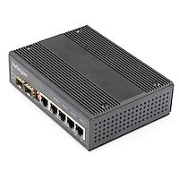 6 Port Gigabit Ethernet Switch 4 PoE RJ45 +2 SFP Slots 30W PoE+ 12-48VDC Rugged Ethernet Switch DIN Mountable