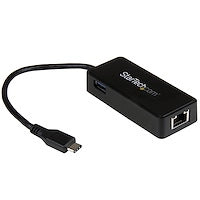 USB-C to Gigabit Network Adapter with Extra Thunderbolt 3 port compatible Powered directly from the USB port