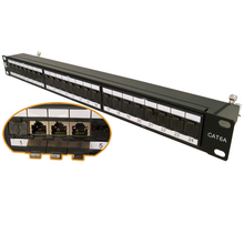 24 Port CAT6A 1U Krone Type Shielded Patch Panel 042-C6A/24